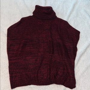 🌺Dark Red Knit Poncho Top